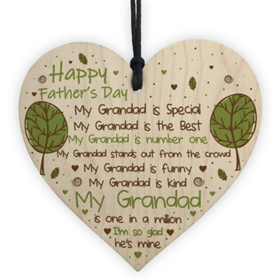 Red Ocean Fathers Day Gift For Grandad Wooden Heart Grandad Plaque Thank You Keepsake from B&Q