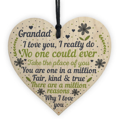 Red Ocean Cute Fathers Day Gift For Grandad Wooden Heart Grandad Gifts From Grandchildren Keepsake from B&Q