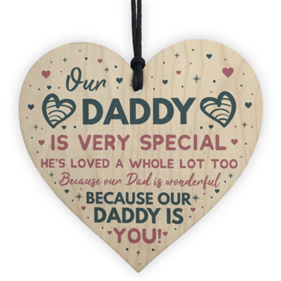 B&Q -  Daddy Gifts From Daughter Wooden Heart Fathers Day Gift From Son Dad Birthday Gift Keepsake