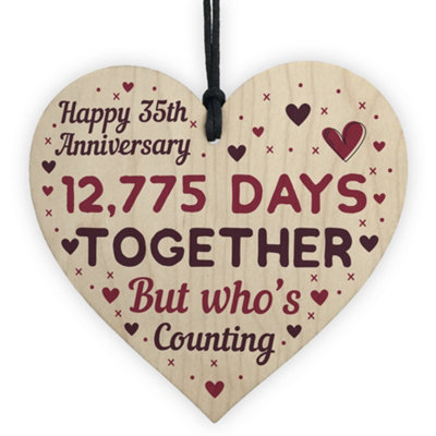 Red Ocean Handmade Wood Heart Gift To Celebrate 35Th Wedding Anniversary Husband Wife Someone Special Keepsake from B&Q