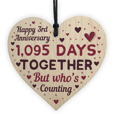 Red Ocean Handmade Wooden Heart Plaque Gift To Celebrate 3Rd Wedding Anniversary Husband Wife Someone Special Keepsake from B&Q