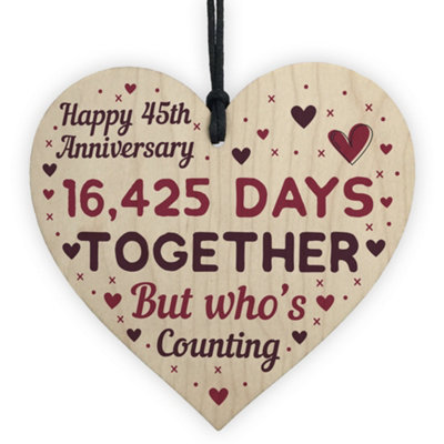 B&Q -  Handmade Wood Heart Gift To Celebrate 45Th Wedding Anniversary Husband Wife Someone Special Keepsake