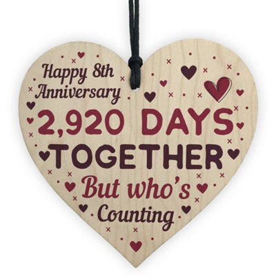 Red Ocean Handmade Wooden Heart Plaque Gift To Celebrate 8Th Wedding Anniversary Husband Wife Keepsake from B&Q