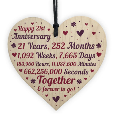 B&Q -  Anniversary Handmade Wooden Heart To Celebrate 21St Wedding Anniversary Gift For Husband Wife
