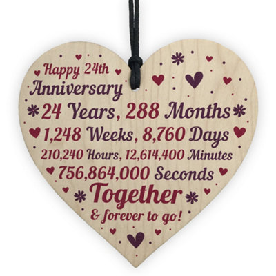 Red Ocean Anniversary Handmade Wooden Heart To Celebrate 24Th Wedding Anniversary Gift For Husband Wife from B&Q