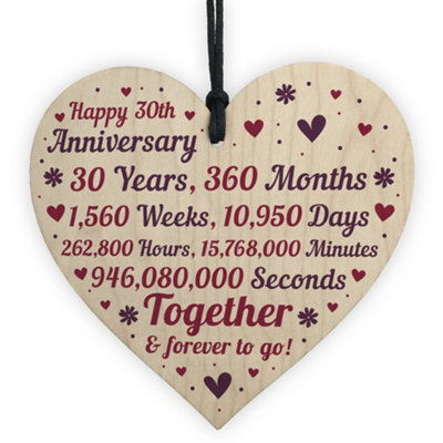 Red Ocean Anniversary Handmade Wooden Heart To Celebrate 30Th Wedding Anniversary Gift For Husband Wife from B&Q