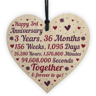 Red Ocean Anniversary Handmade Wooden Heart To Celebrate 3Rd Wedding Anniversary Gift For Husband Wife from B&Q