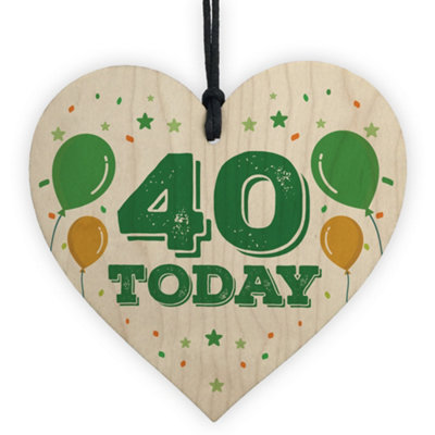 Red Ocean 40Th Birthday Wooden Heart Novelty Decoration Gift Tag 40Th Birthday Gift For Him Her Men Women from B&Q