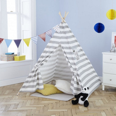 Neo Grey Canvas Kids Indian Tent TeePee - Wood Poles - Size 40 - Image 3