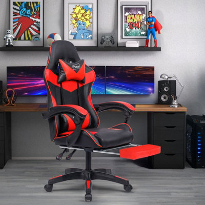 Neo Red Massage Recliner Computer Gaming Office Chair With Footrest from B&Q
