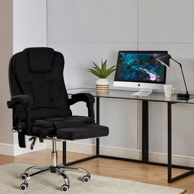Neo Black Fabric Office Gaming Computer Recliner Massage Chair With Footrest from B&Q