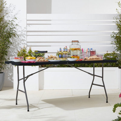 B&Q -  Black Folding Picnic Table Portable 6Ft