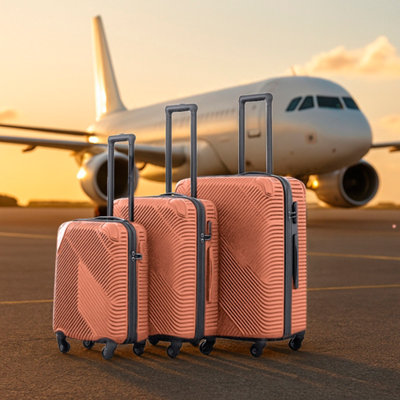 Neo Rose 3 Piece Hard Shell Luggage Suitcase Set Pink
