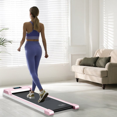 B&Q -  Pink Portable Walking Pad Treadmill
