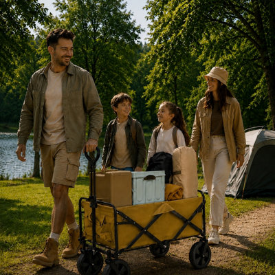 Neo Foldable Collapsible Garden Festival CartKhaki from B&Q