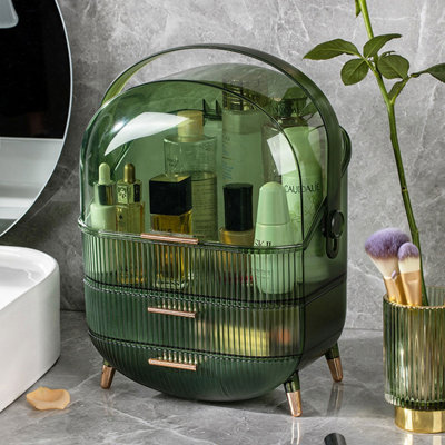 Neo Transparent Green Three Layer Cosmetic Makeup Organiser & Holder from B&Q