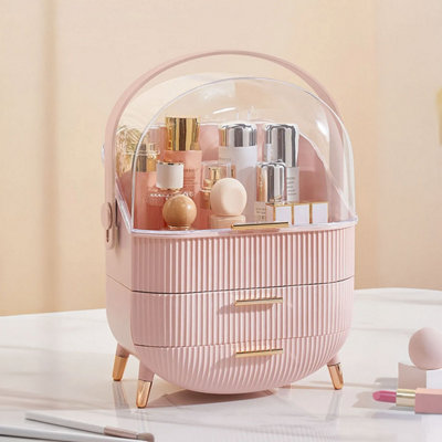 Neo Pink Three Layer Cosmetic Makeup Organiser & Holder from B&Q