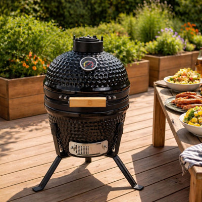 Neo Kamado 13" Ceramic Mini Bbq Grill Smoker Egg Charcoal Cooking OvenPortable Oven And Smoker With Stand
