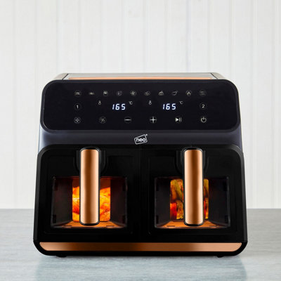 Neo Black & Copper Electric 8.5L Digital Air Fryer With Dual Drawer And Glass Viewing Window from B&Q