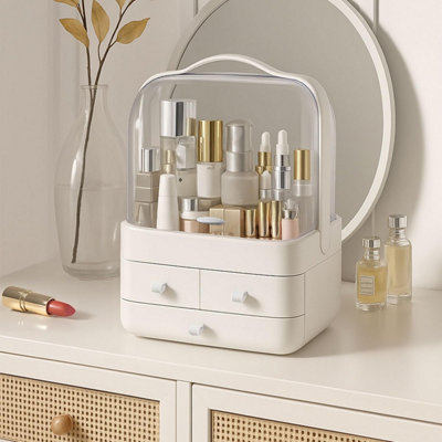 Neo White Acrylic Makeup Storage Organiser With Lid & Drawers from B&Q
