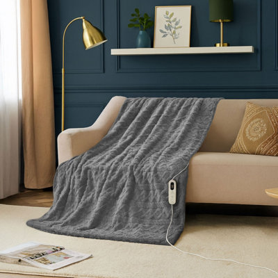Neo Electric Cable Knit Heated Throw Reversible Blanket Fleece Sherpa 9 Heat Settings Machine Washable from B&Q