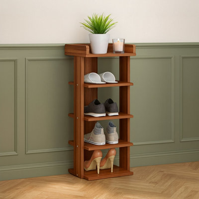 Neo Multi-Layer Wooden Shoe Rack Durable Storage Organiser Boots Sneakers Heels Space Saving Entryway Shelf from B&Q