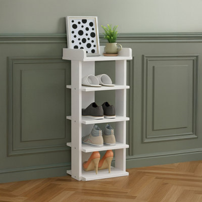 Neo Multi-Layer Wooden Shoe Rack Durable Storage Organiser Boots Sneakers Heels Space Saving Entryway Shelf from B&Q