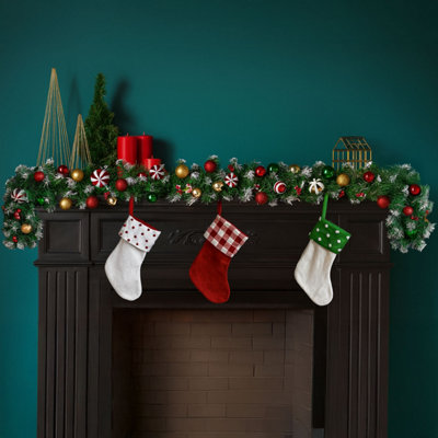 Neo 2M Candy Cane Baubles Garland Festive Foliage Garland Wreath Pvc Christmas Decoration from B&Q