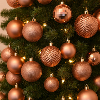 B&Q -  Champagne 36Pcs Christmas Tree Ornaments Set Baubles Glitter Balls Holiday Festive Decorations
