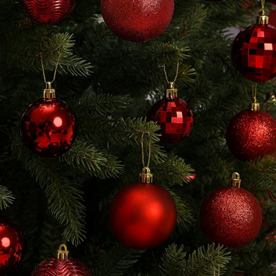 Neo Dark/Red 36Pcs Christmas Tree Ornaments Set Baubles Glitter Balls Holiday Festive Decorations