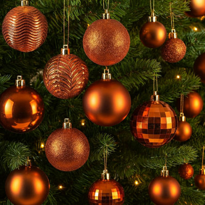 Neo Bronze 36Pcs Christmas Tree Ornaments Set Baubles Glitter Balls Holiday Festive Decorations