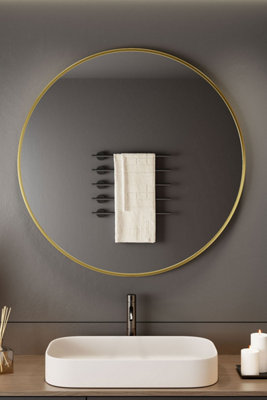 Neo Gold Round Metal Frame Wall Mirror from B&Q