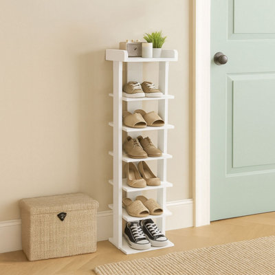 Neo White Multi-Tier Shoe Rack Space-Saving Shoe Storage Cabinet Small