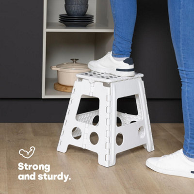 Livivo White Folding Step Stool Compact Portable Design from B&Q