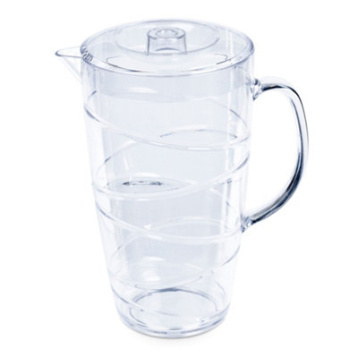 Livivo 2L Water Jug Pitcher Clear Swirl Juice Jug With Lid Lightweight Durable Outdoor Drinking Jug from B&Q