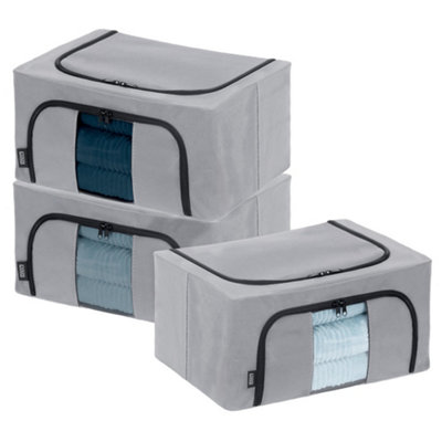 Livivo Foldable Fabric Storage Boxes Set Of 3 With Windows from B&Q