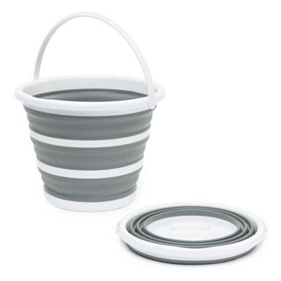 B&Q -  Space Saving Collapsible Bucket With Pouring Spout Grey