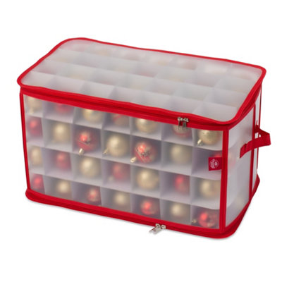 Christmas Village Red Bauble And Decoration Storage Cube With Dividers Handles Zipped Lid And Capacity For 112 Ornaments from B&Q