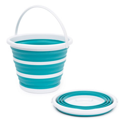 Livivo Collapsible Bucket 10L Foldable Silicone Bucket Turquoise Space Saving Bucket For Camping Cleaning Laundry from B&Q
