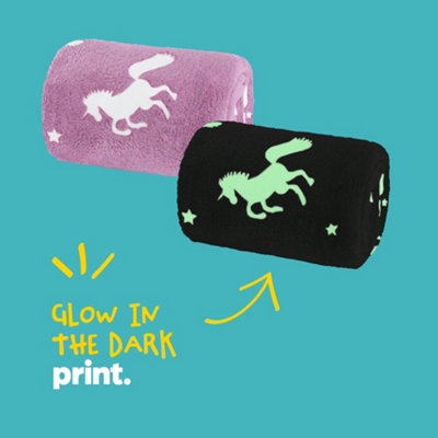 Wicked Gizmos Unicorn Glow In The Dark BlanketPink from B&Q
