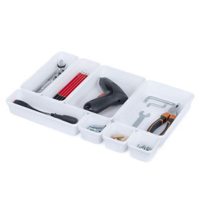 Livivo 8Pc Interlocking Drawer Organiser White