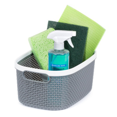 Livivo Bathroom & Laundry Storage Basket - Tidy Organiser, Plastic Carry Handles, Easy Storage & Stackable For Compact Living - 8L