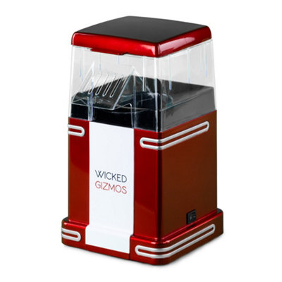 B&Q -  Retro Red Popcorn Maker Hot Air Popping Machine W/ Butter Scoop And 6 Serving Boxes For Healthy Cinema Style Snacks