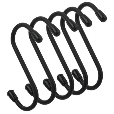Livivo 5Pc Hanging Storage S Hooks Black Kitchen Rail from B&Q