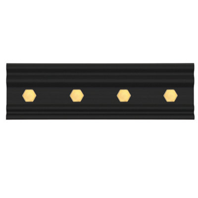 Livivo Wall Mounted Floating Coat RackModernSleekSpace-Saving Clothes Hanger With 4 HooksBlack & Gold from B&Q