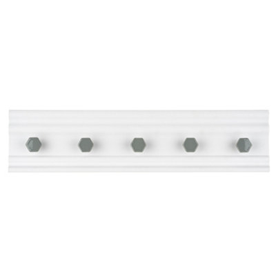 Livivo Wall Mounted Floating Coat RackModernSleekSpace-Saving Clothes Hanger With 5 HooksWhite & Grey from B&Q