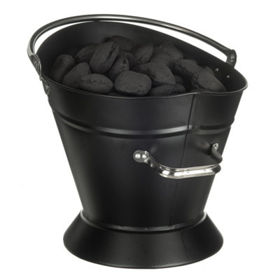 Livivo Waterloo Style Fireplace Hod With A Shovel - Fireside Log Scuttle Bucket, Powder Coated Steel Black/Coal