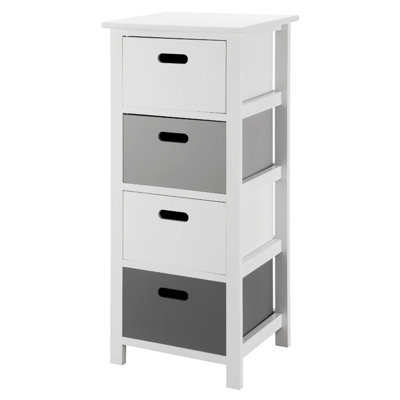 Livivo Wooden Storage Cabinet Unit With 4 DrawersBedside Shelf Organiser For Living RoomBathroom & BedroomWhite/grey from B&Q