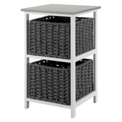 Livivo Bedside Table Storage Cabinet W/ 2 Drawers Wicker BasketsFully AssembledGreat For Living RoomOfficeHome & Bedroom from B&Q