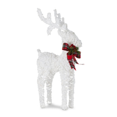 Christmas Village Light Up Glitter Reindeer DecorationWhite from B&Q
